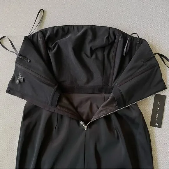 Ann Taylor NWT Grosgrain Satin Tuxedo Boning Panel Strapless Cocktail Dress Sz 4 - Picture 6 of 8